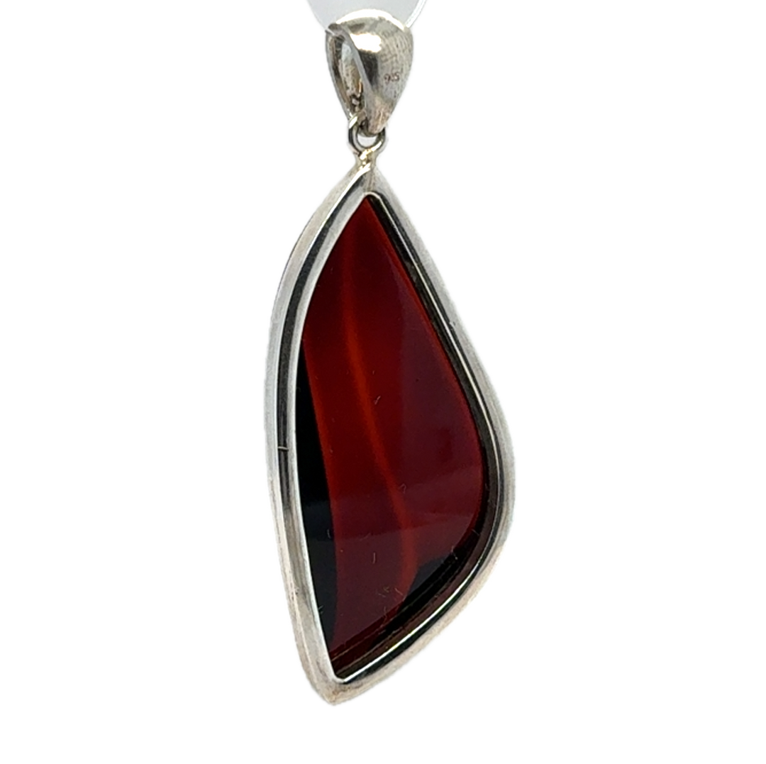 Sterling Silver Baltic Amber Drop Pendant