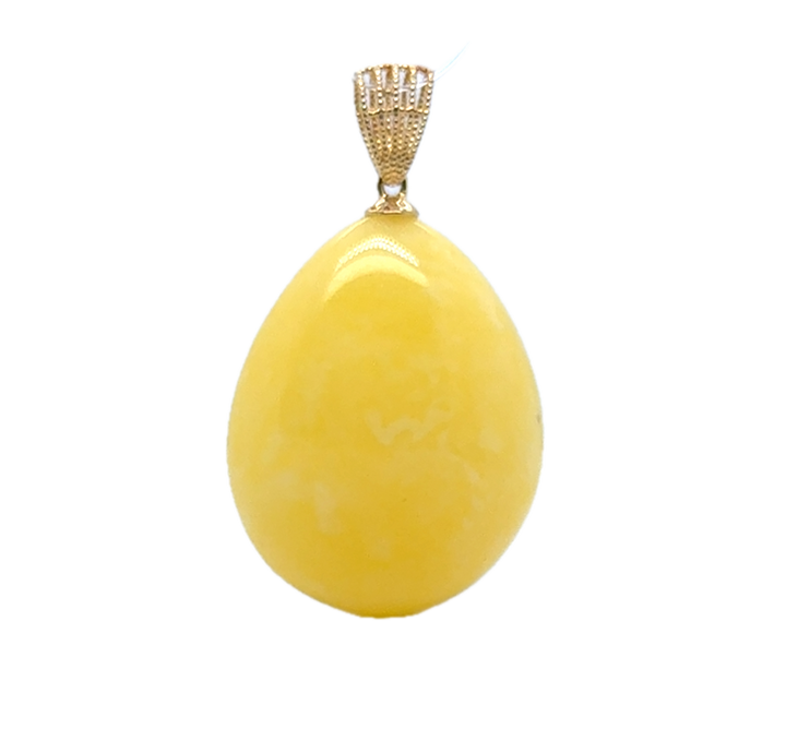 Gold Plated Lemon Baltic Amber Drop Pendant