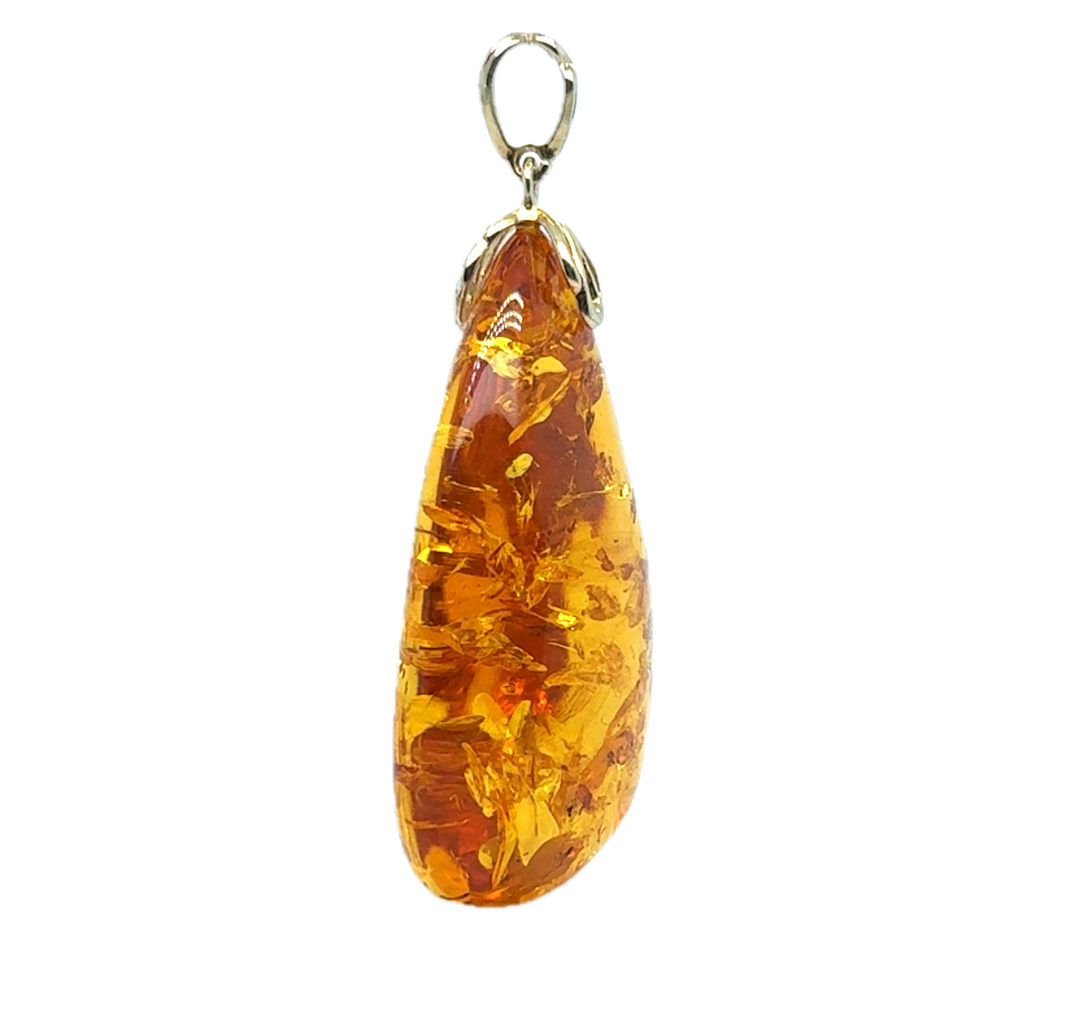 Gold Plated Baltic Amber Drop Pendant