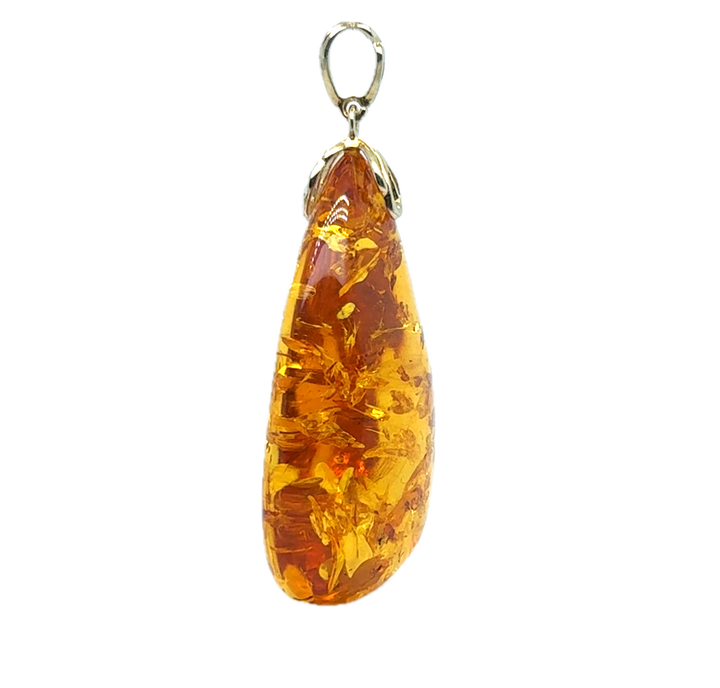 Gold Plated Baltic Amber Drop Pendant