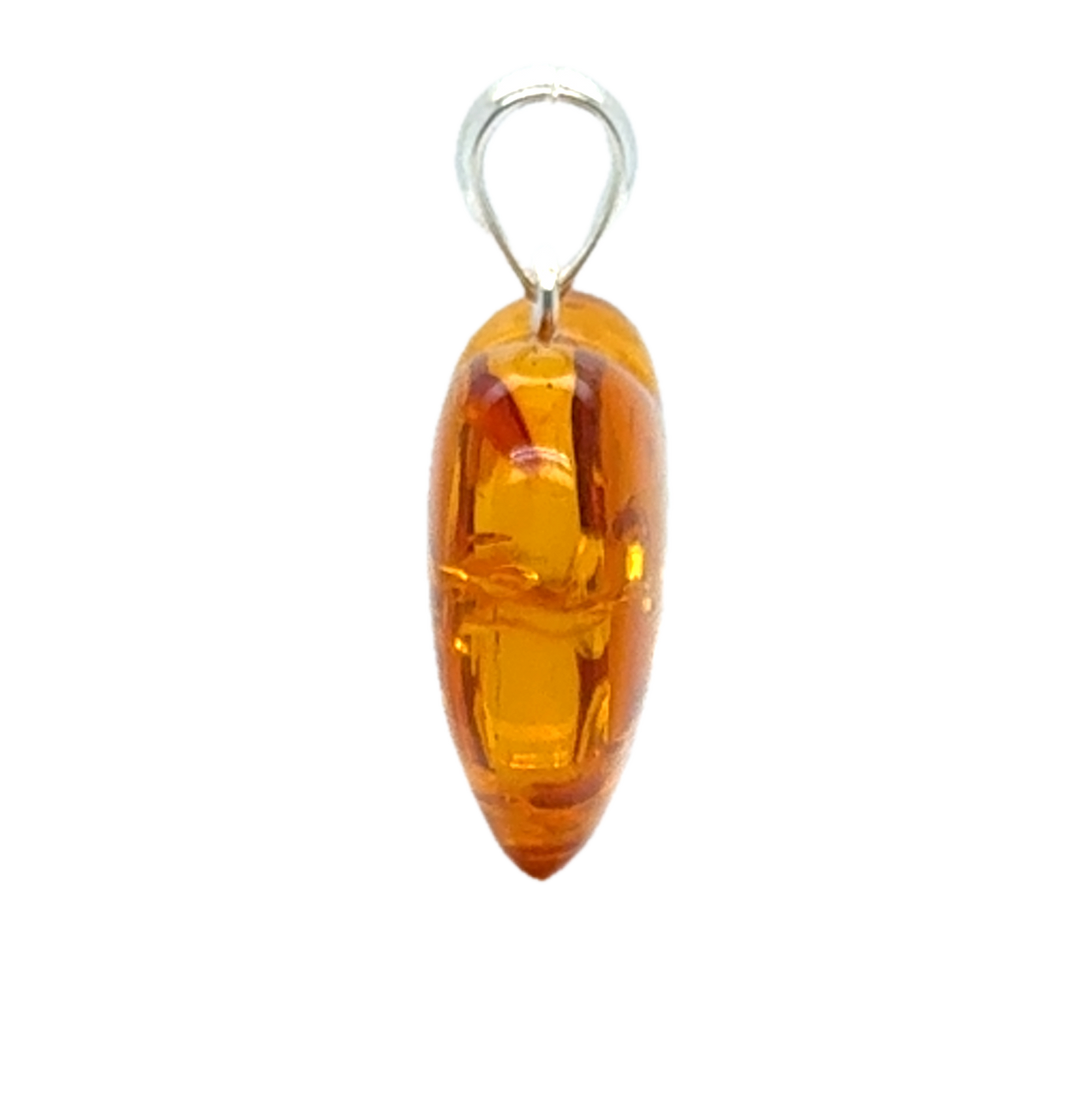 Sterling Silver Baltic Amber Heart Pendant