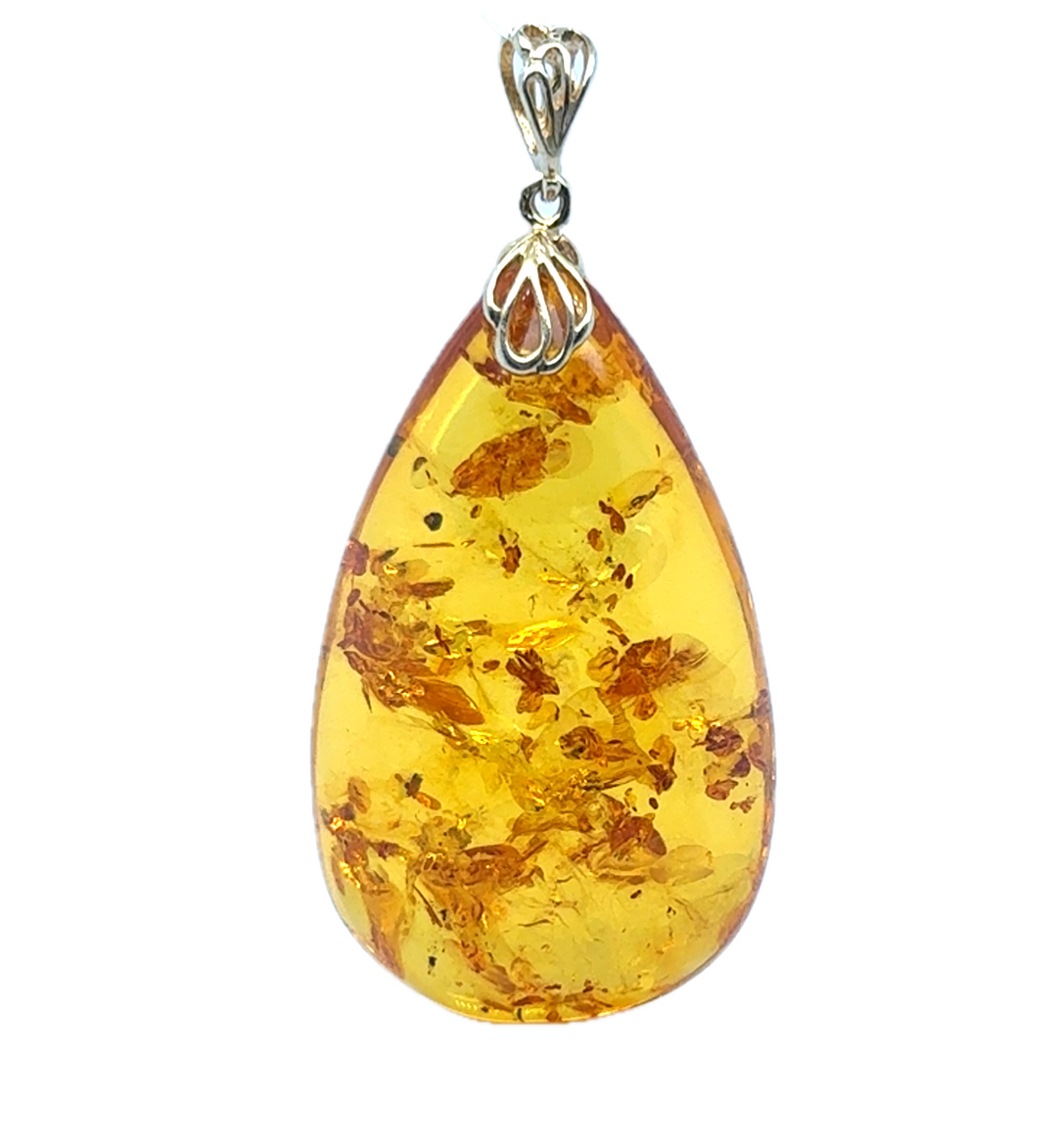 Gold Plated Baltic Amber Drop Pendant
