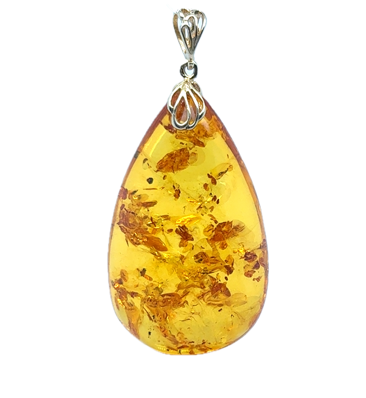 Gold Plated Baltic Amber Drop Pendant
