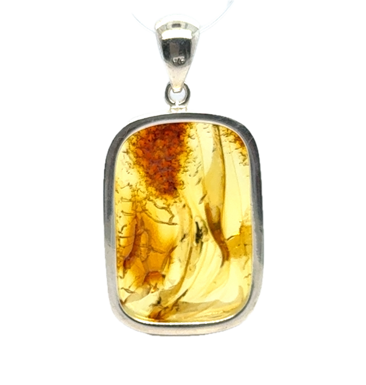 Sterling Silver Baltic Amber Rectangular Pendant