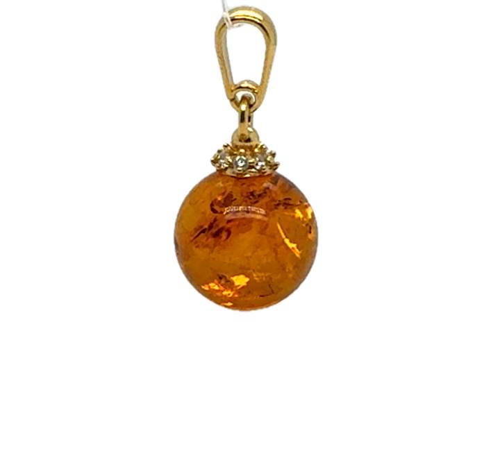 Gold Plated Baltic Amber Ball Pendant