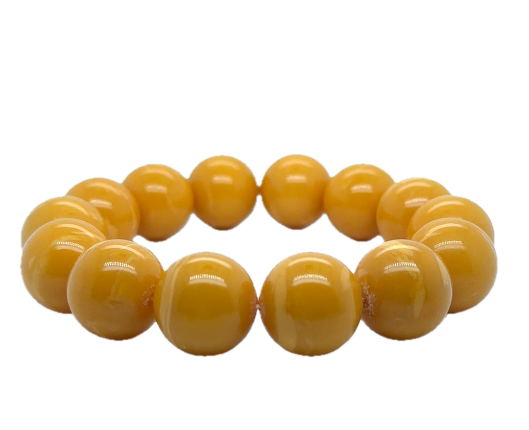 Baltic Amber Yellow Beaded Stretch Bracelet