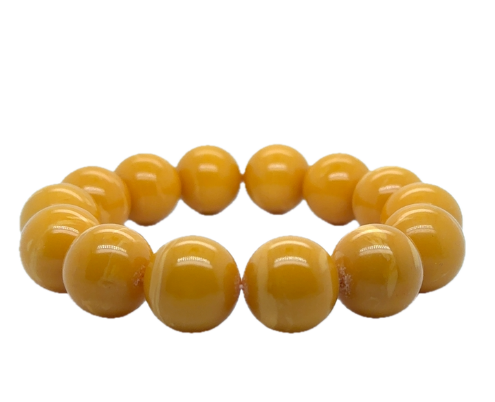 Baltic Amber Yellow Beaded Stretch Bracelet