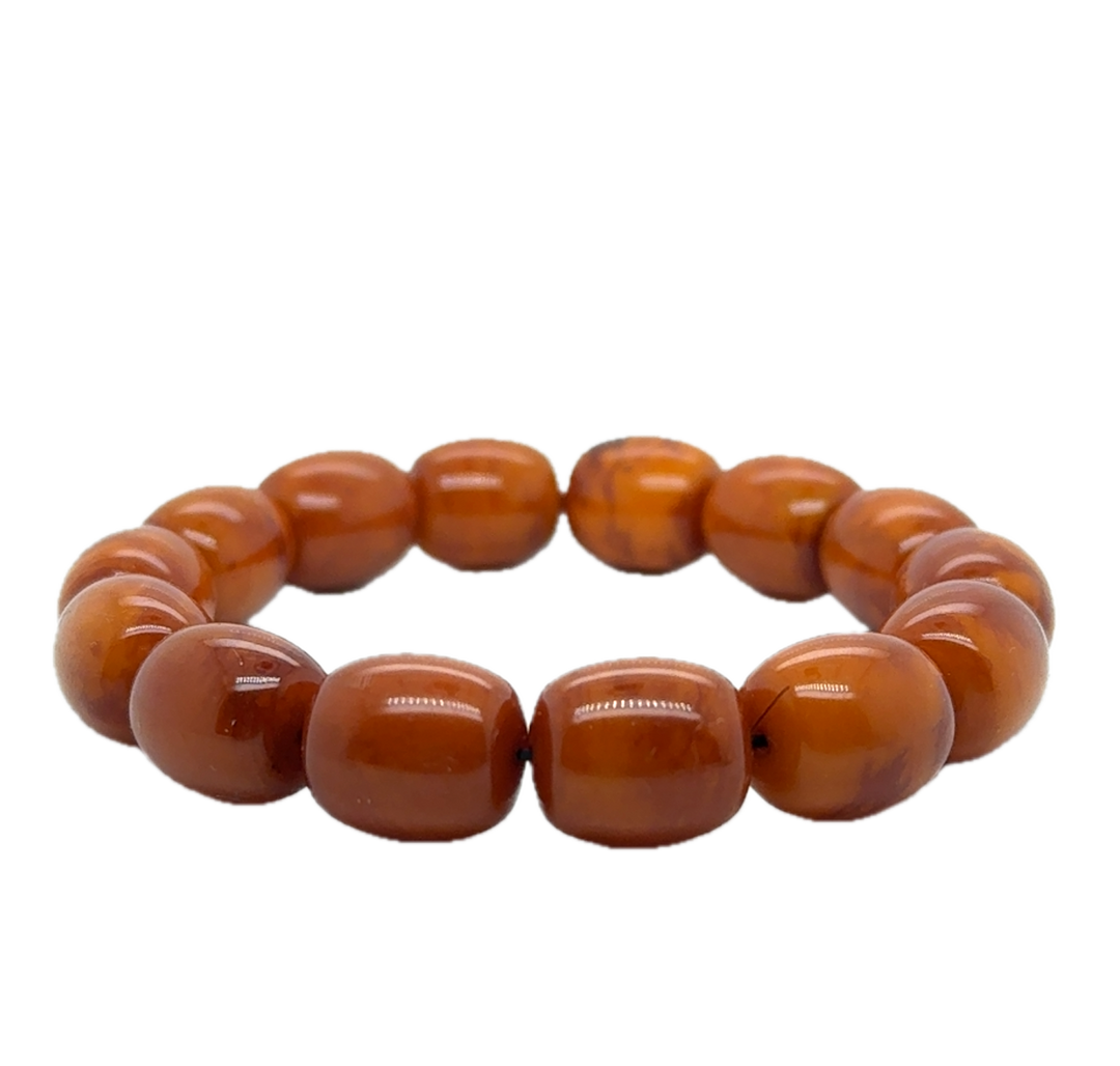 Baltic Amber Tan Beaded Stretch Bracelet