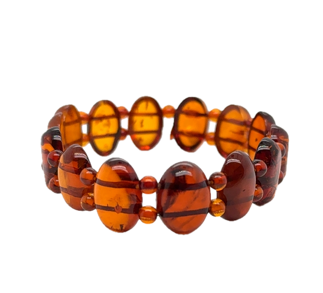 Baltic Amber Fancy Oval Stretch Bracelet