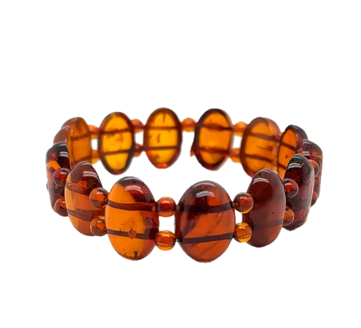 Baltic Amber Fancy Oval Stretch Bracelet