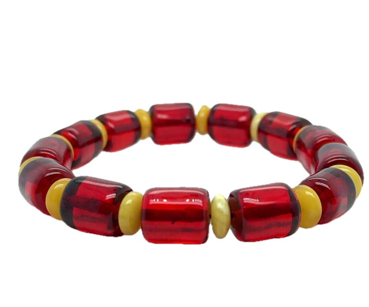 Baltic Amber Red & Yellow Infused Stretch Bracelet