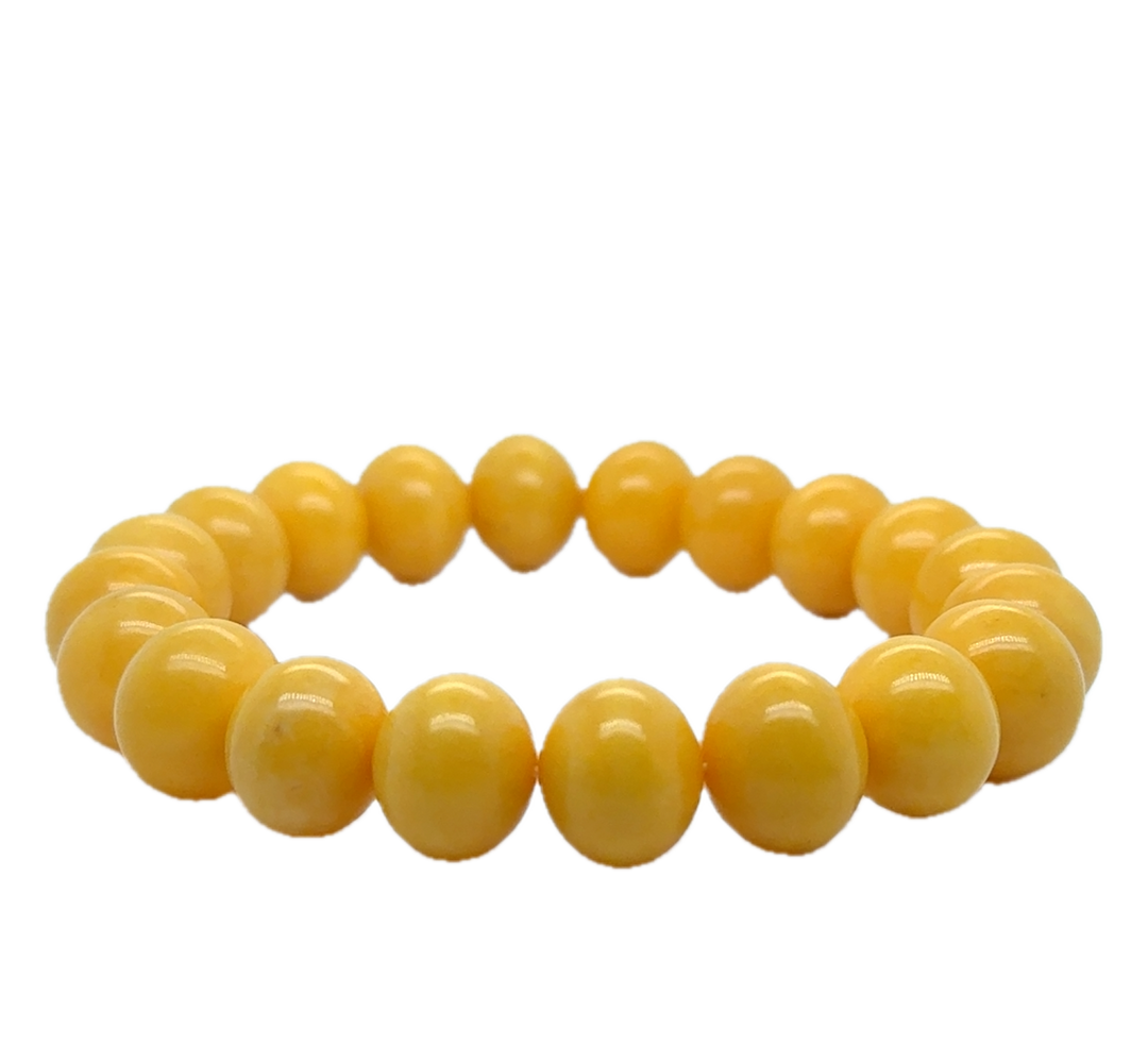 Baltic Amber Yellow Beaded Stretch Bracelet