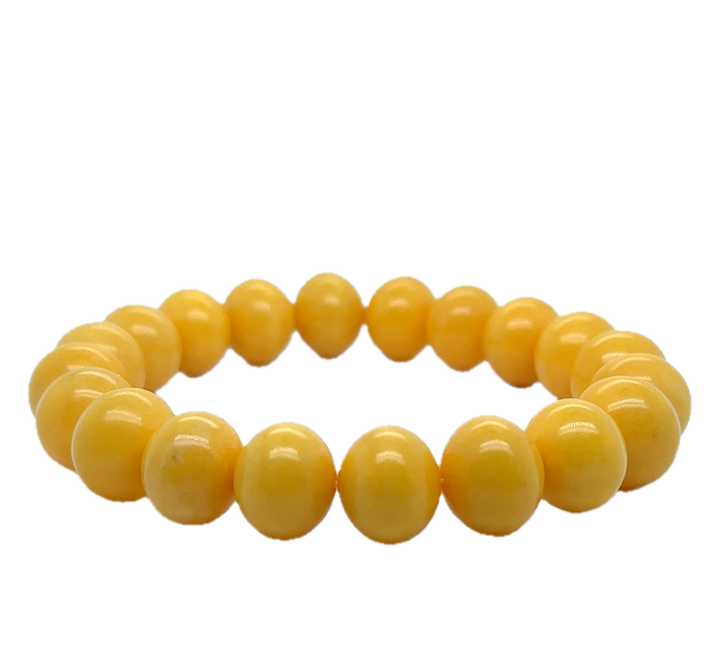 Baltic Amber Yellow Beaded Stretch Bracelet