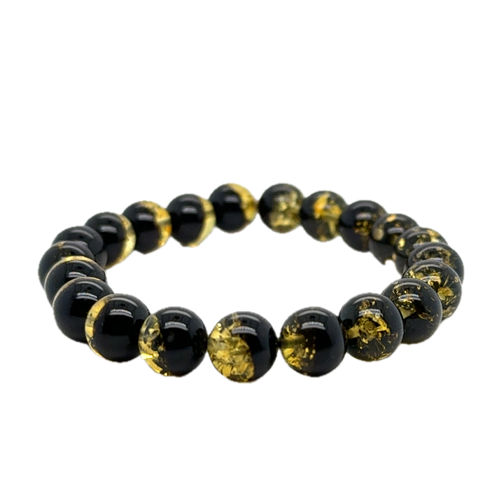 Baltic Amber Green Beaded Stretch Bracelet