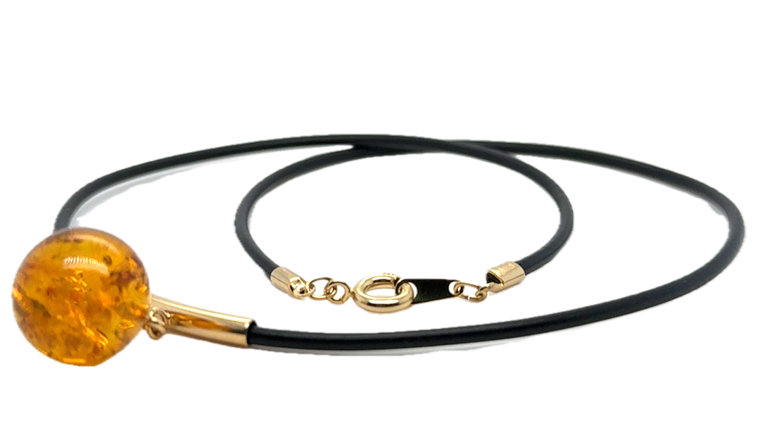 Baltic Amber On Black Cord Necklace