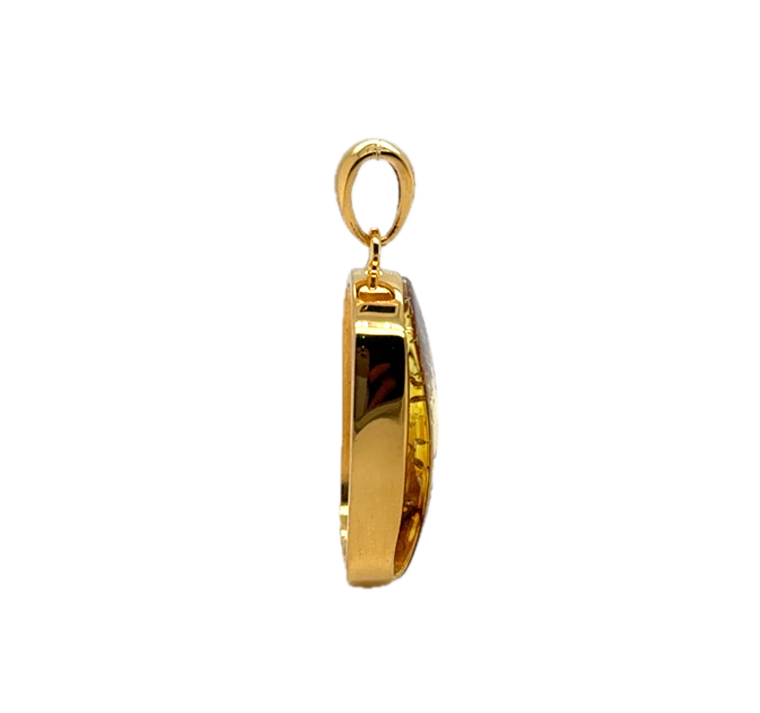 Gold Plated Baltic Amber Rectangular Pendant