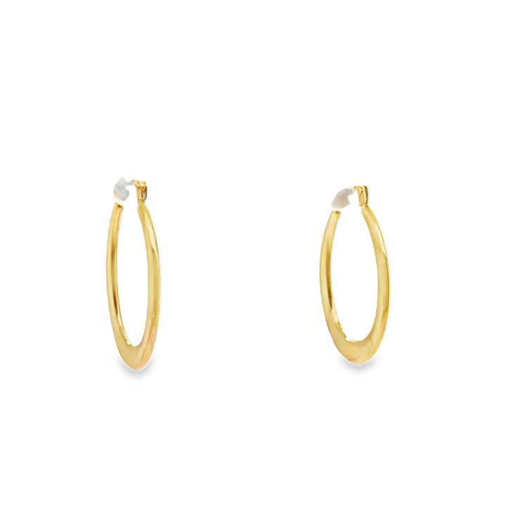 9k Yellow Gold Graduated Oval Hoop Earrings