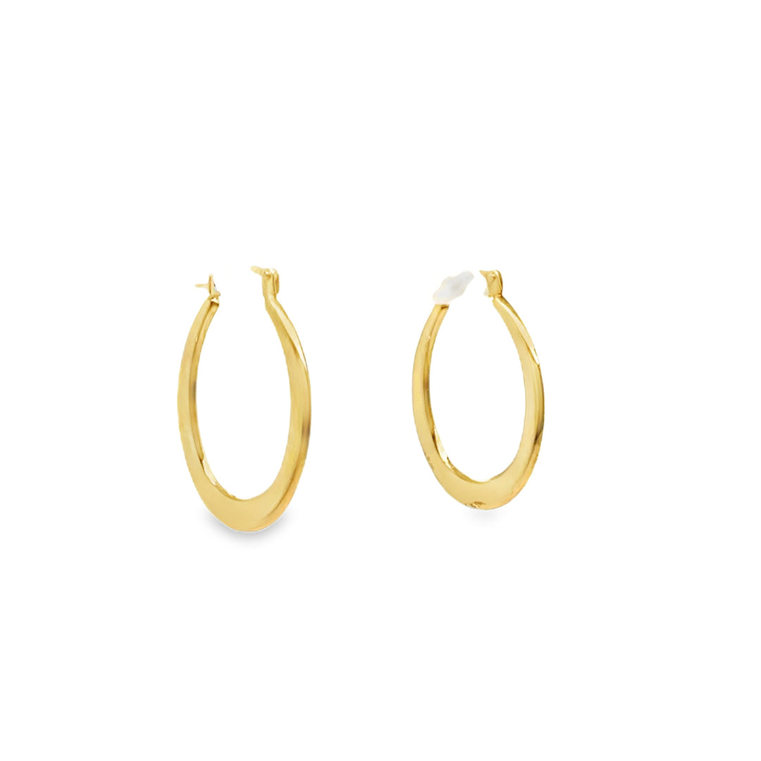 9k Yellow Gold Graduated Oval Hoop Earrings