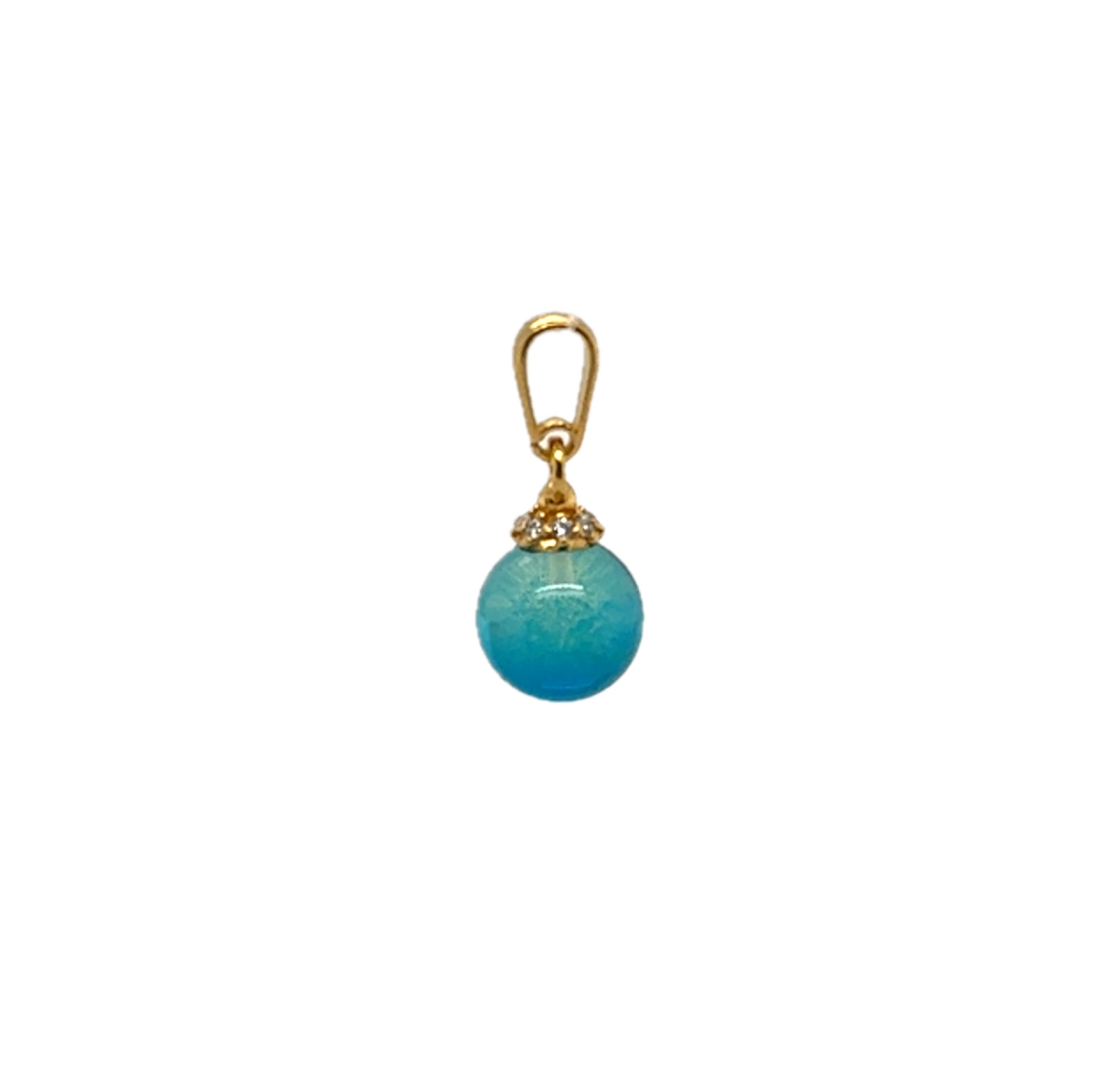 Gold Plated Blue Baltic Amber Small Pendant - B & S Lyncris Jewellers