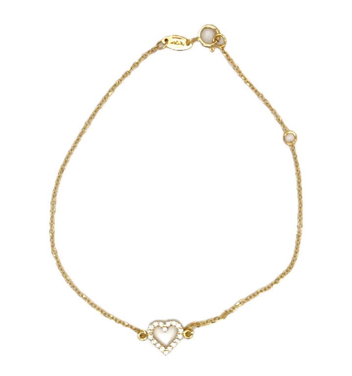 9k Yellow Gold CZ Heart Bracelet