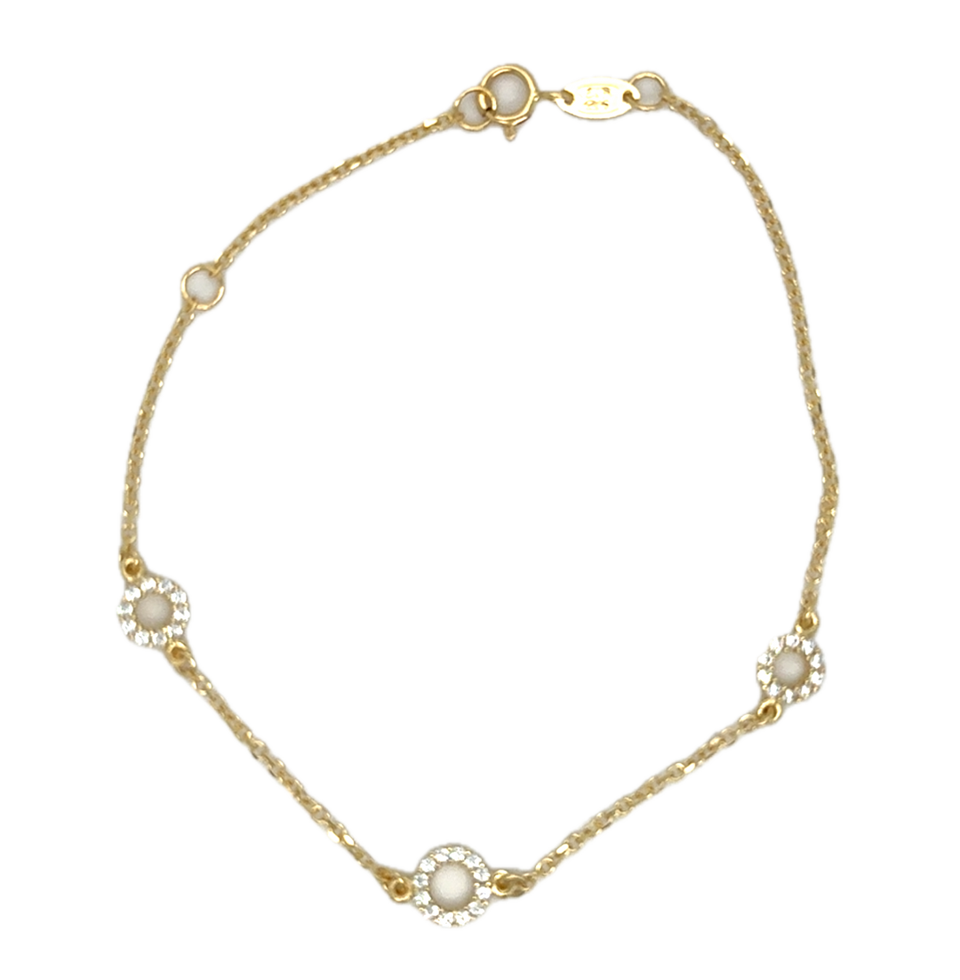 9k Yellow Gold CZ Circles Bracelet