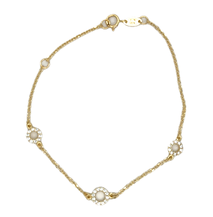 9k Yellow Gold CZ Circles Bracelet