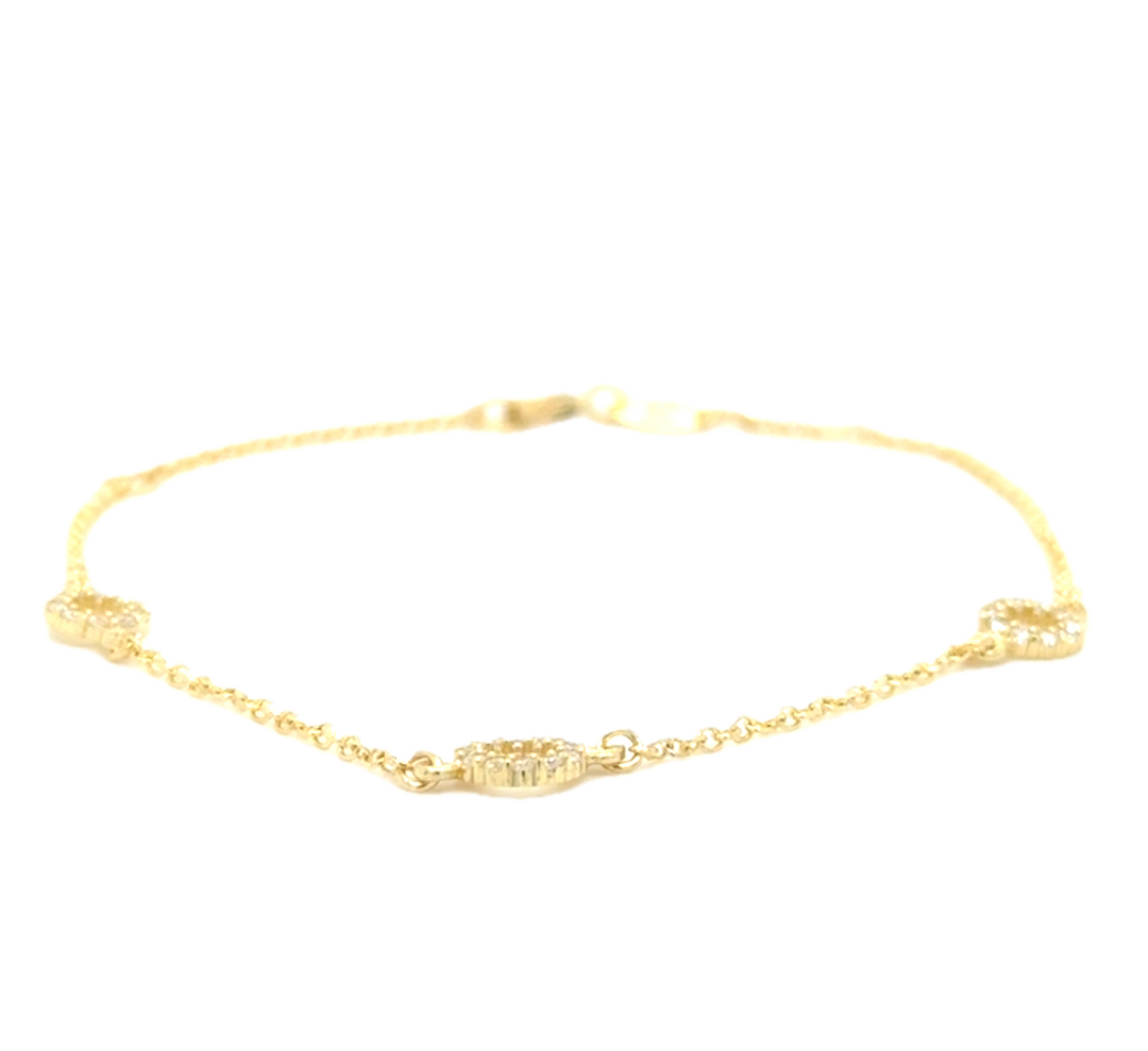9k Yellow Gold CZ Circles Bracelet