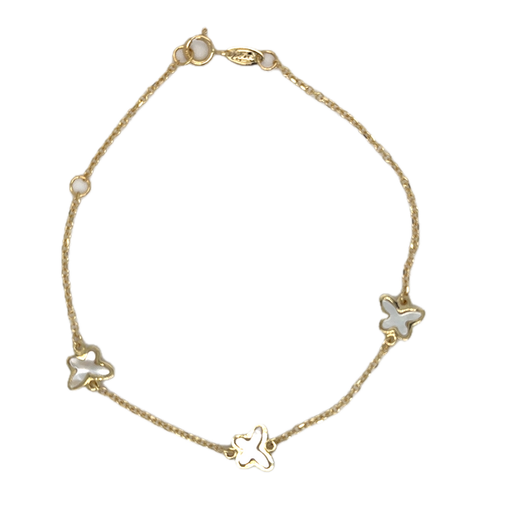 9k Yellow Gold Mother of Pearl Butterfly Bracelet
