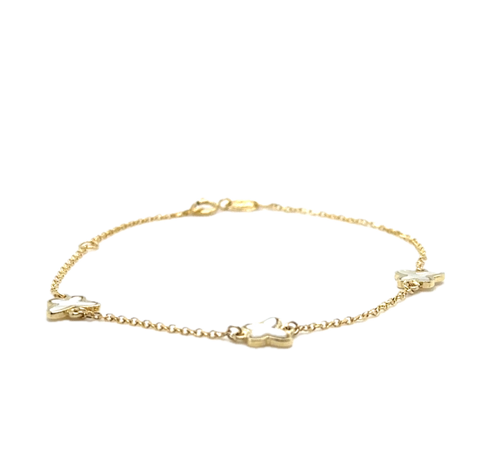 9k Yellow Gold Mother of Pearl Butterfly Bracelet