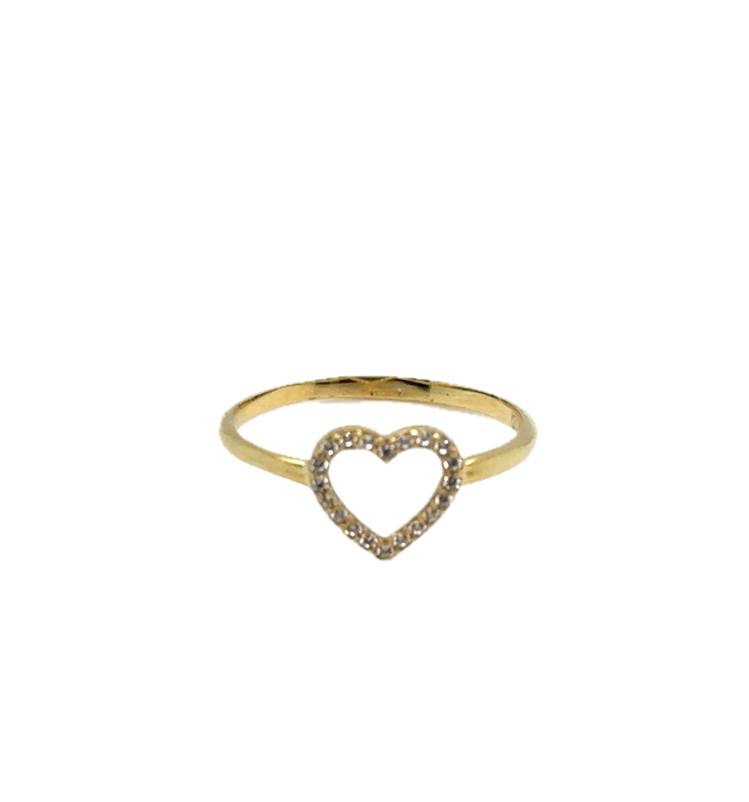 9ct Yellow Gold CZ Love Heart Ring