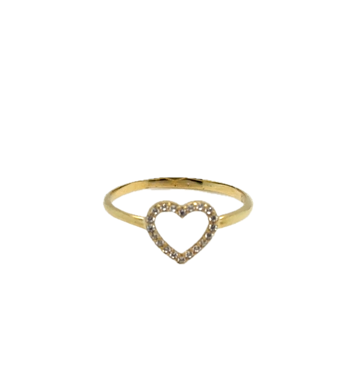 9ct Yellow Gold CZ Love Heart Ring