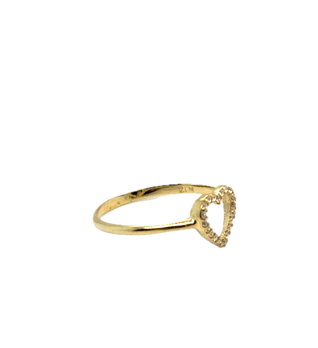 9ct Yellow Gold CZ Love Heart Ring
