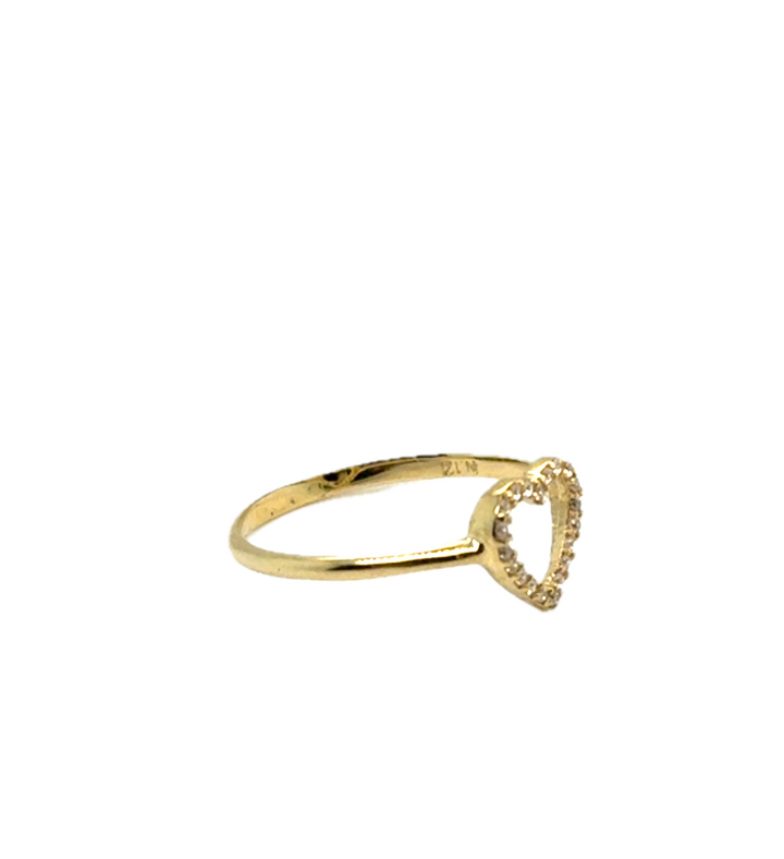 9ct Yellow Gold CZ Love Heart Ring