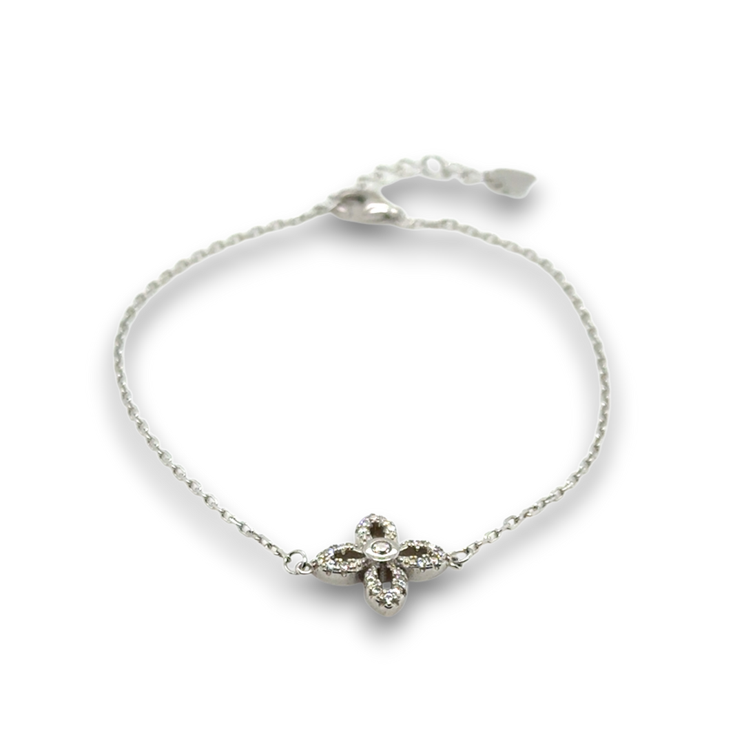Sterling Silver Fine CZ Flower Bracelet