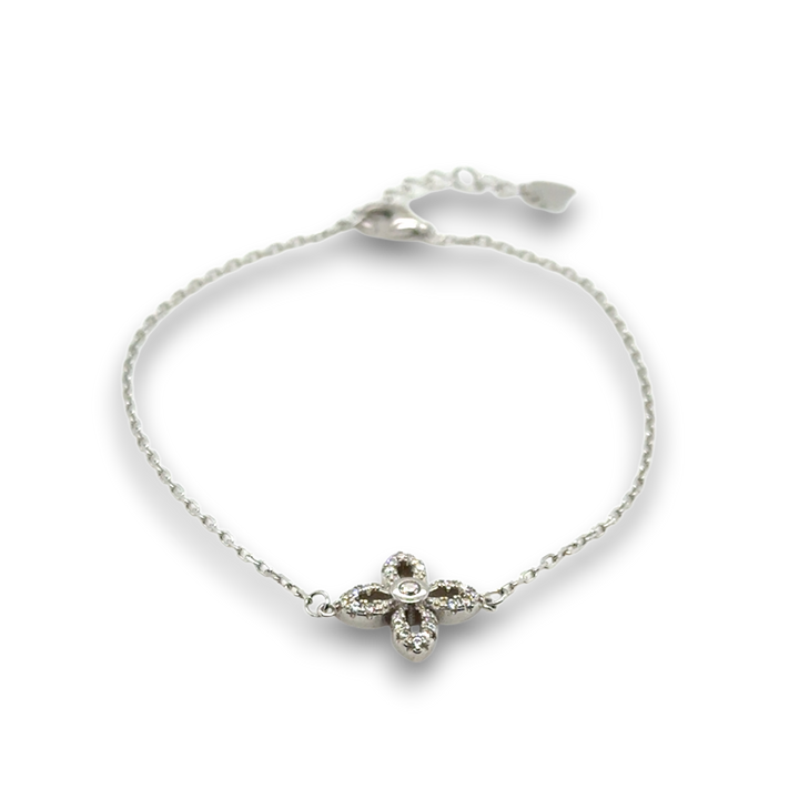 Sterling Silver Fine CZ Flower Bracelet
