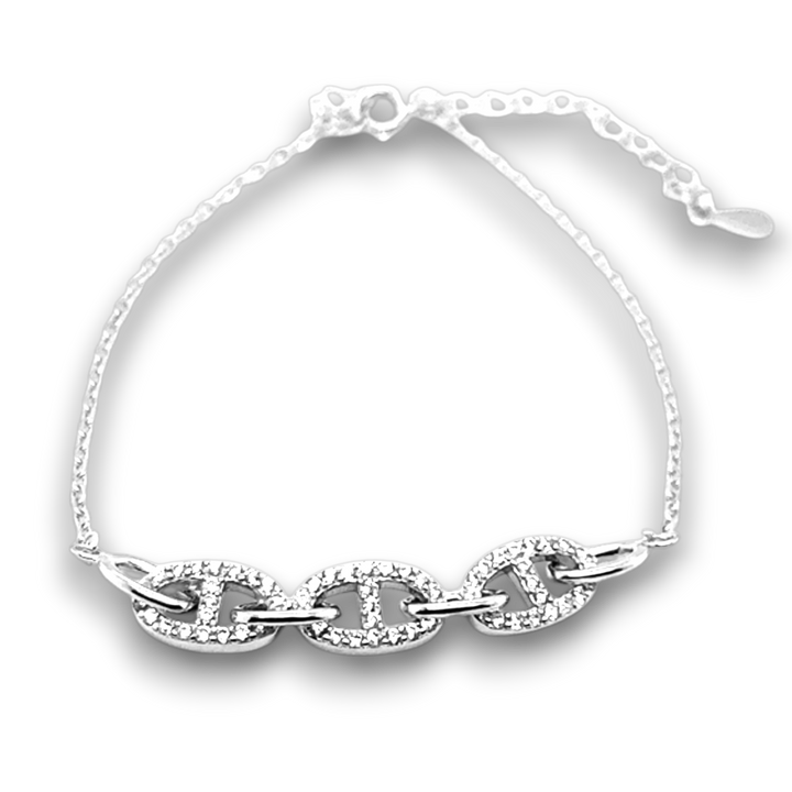 Sterling Silver CZ Chain Link Bracelet