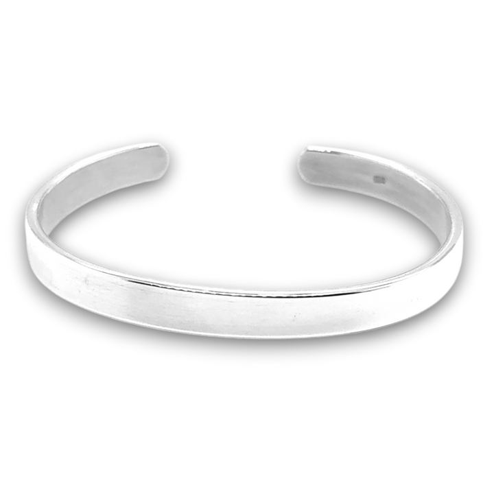 Sterling Silver Solid Oval Cuff Bangle