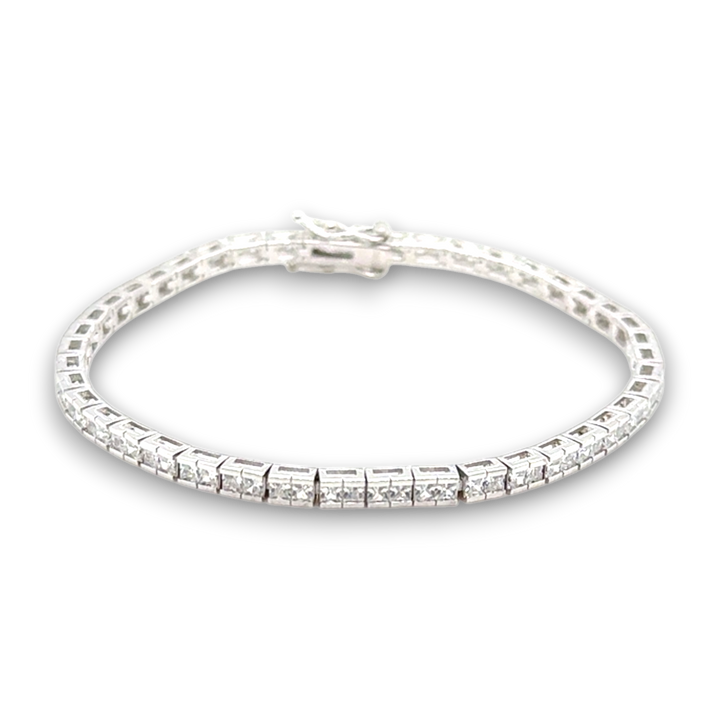 Sterling Silver Square CZ Tennis Bracelet