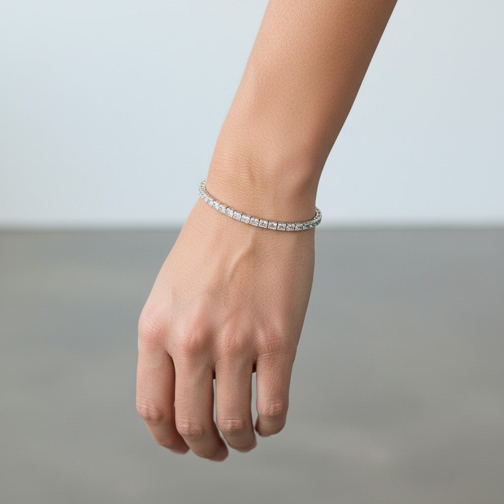 Sterling Silver Square CZ Tennis Bracelet