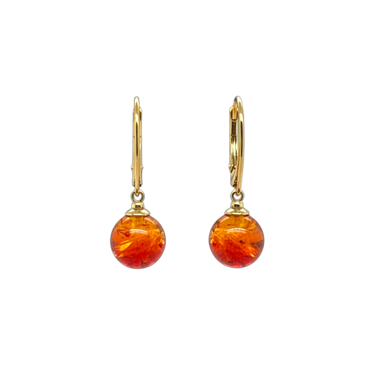Gold Plated Gradient Red Amber Drop Earrings