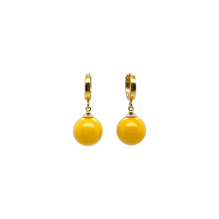 Gold Plated Lemon Baltic Amber Drop Earrings