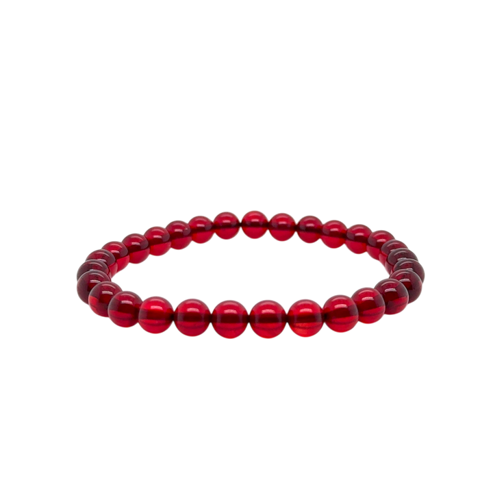 Red Baltic Amber Beaded Stretch Bracelet