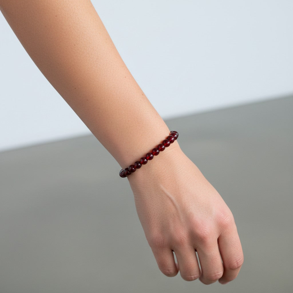 Red Baltic Amber Beaded Stretch Bracelet