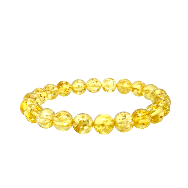 Baltic Amber Yellow Beaded Stretch Bracelet