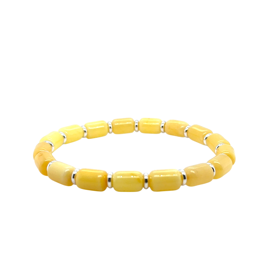 Lemon Baltic Amber Beaded Stretch Bracelet