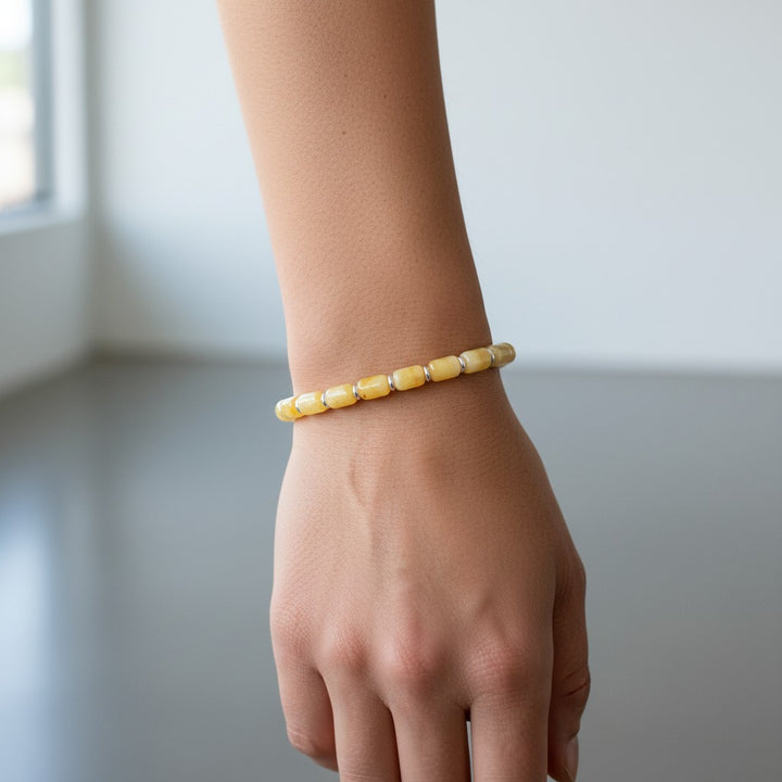 Lemon Baltic Amber Beaded Stretch Bracelet