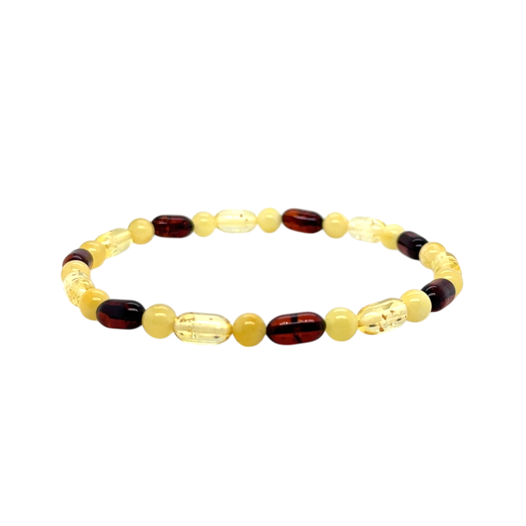Mixed Baltic Amber Beaded Stretch Bracelet