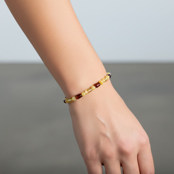 Mixed Baltic Amber Beaded Stretch Bracelet