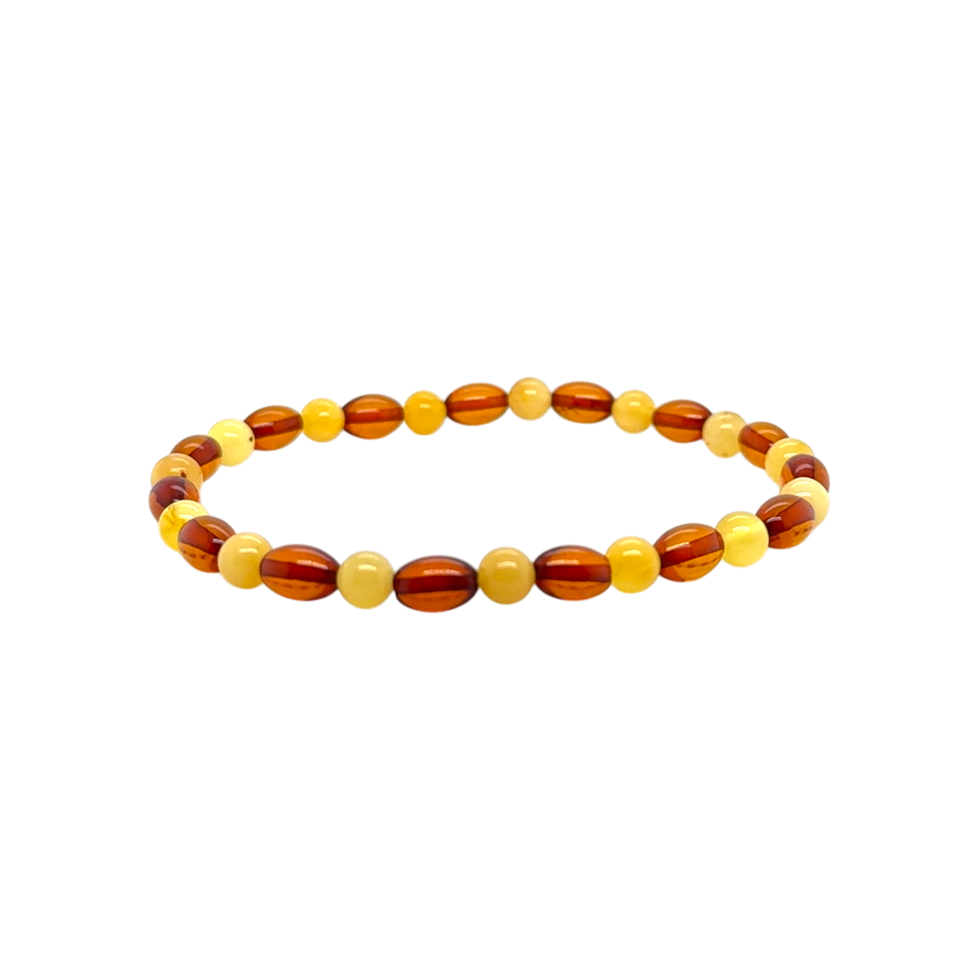 Mixed Baltic Amber Beaded Stretch Bracelet