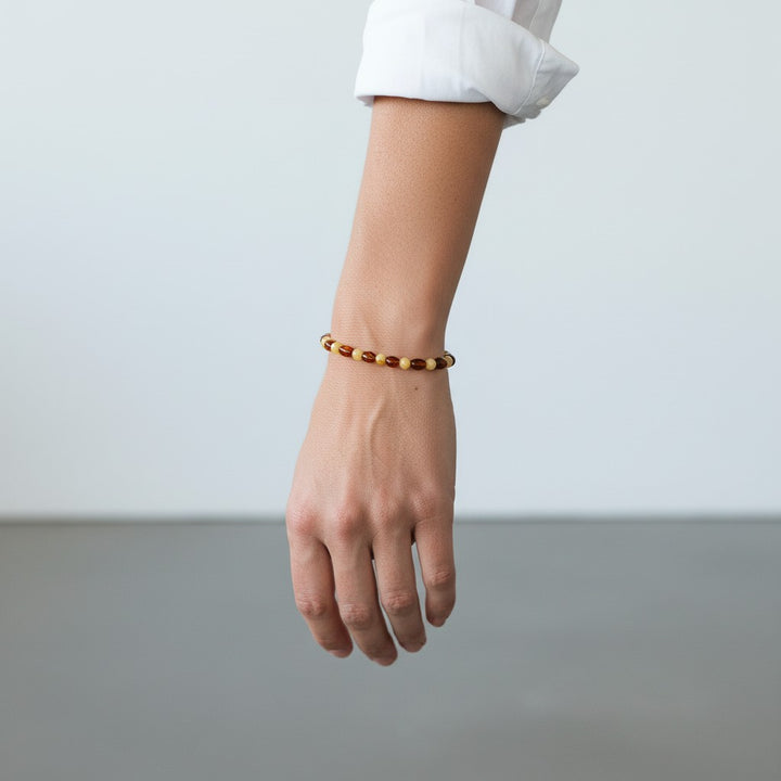 Mixed Baltic Amber Beaded Stretch Bracelet